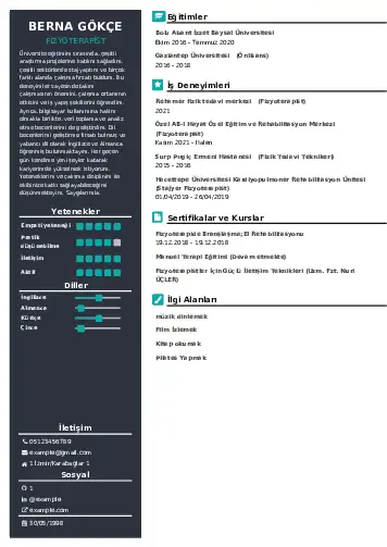 Fizyoterapist Cv Örnekleri cv indir